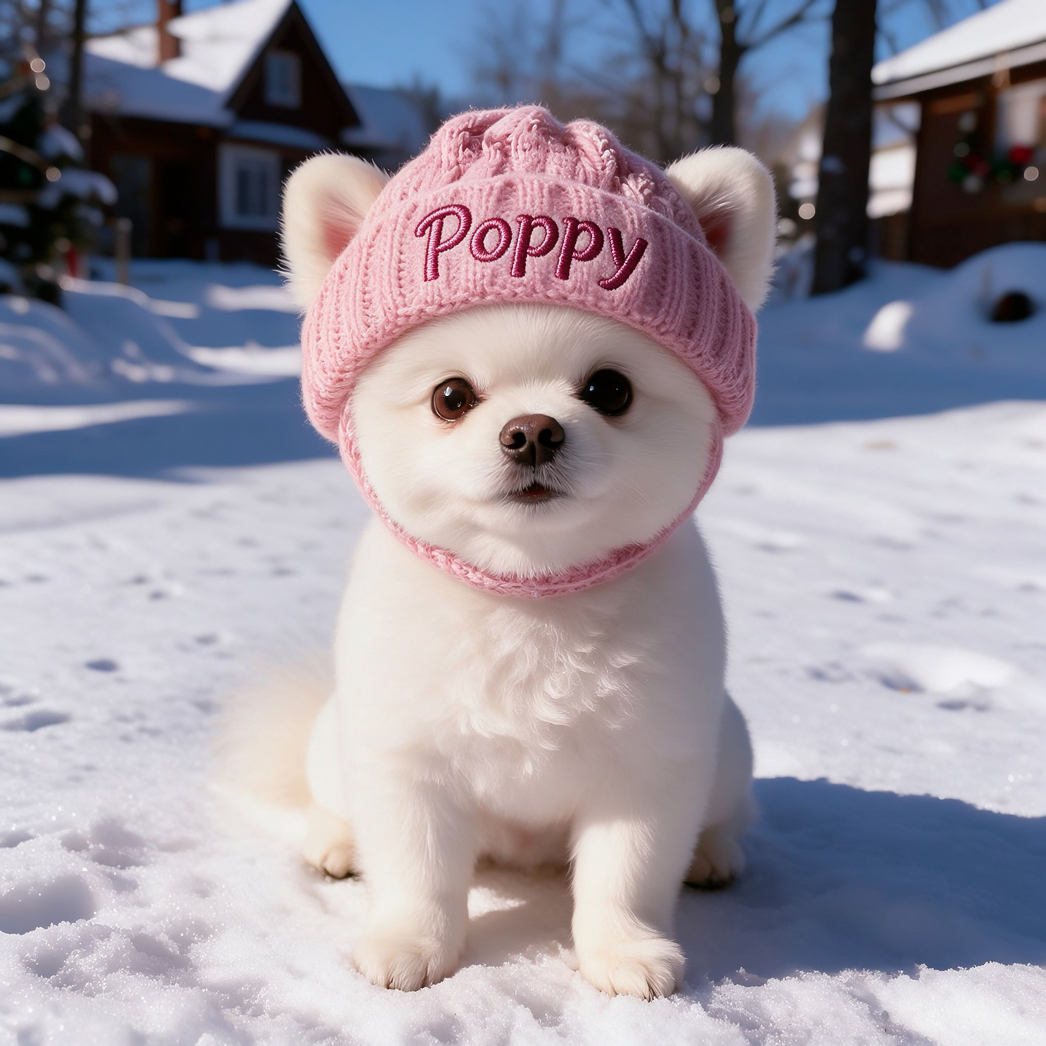 Personalized Embroidered Name Dog Winter Beanie with Ear Holes | inHat07