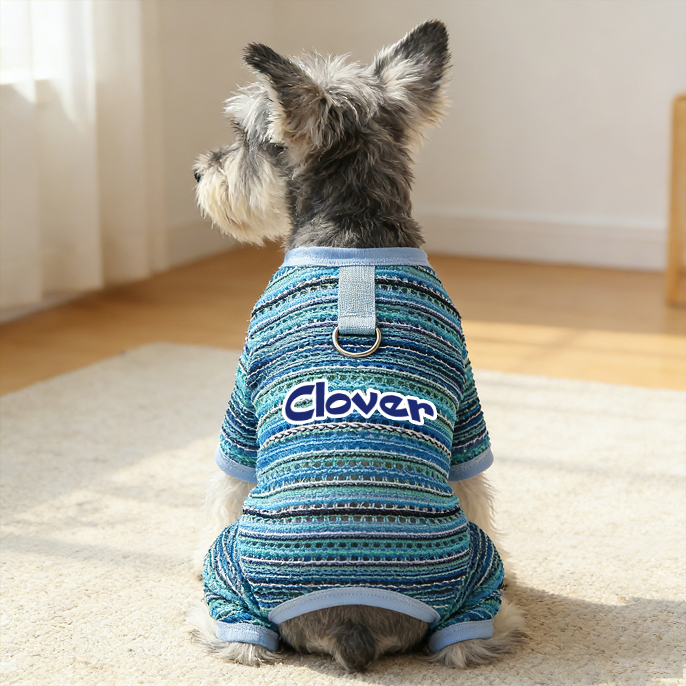 Personalized Name Striped Dog Jumpsuit | inCloth47