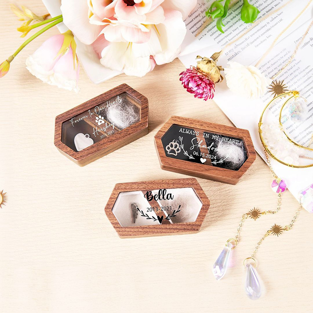 Personalized Name Pet Fur Keepsake Memorial Box | KKPet215