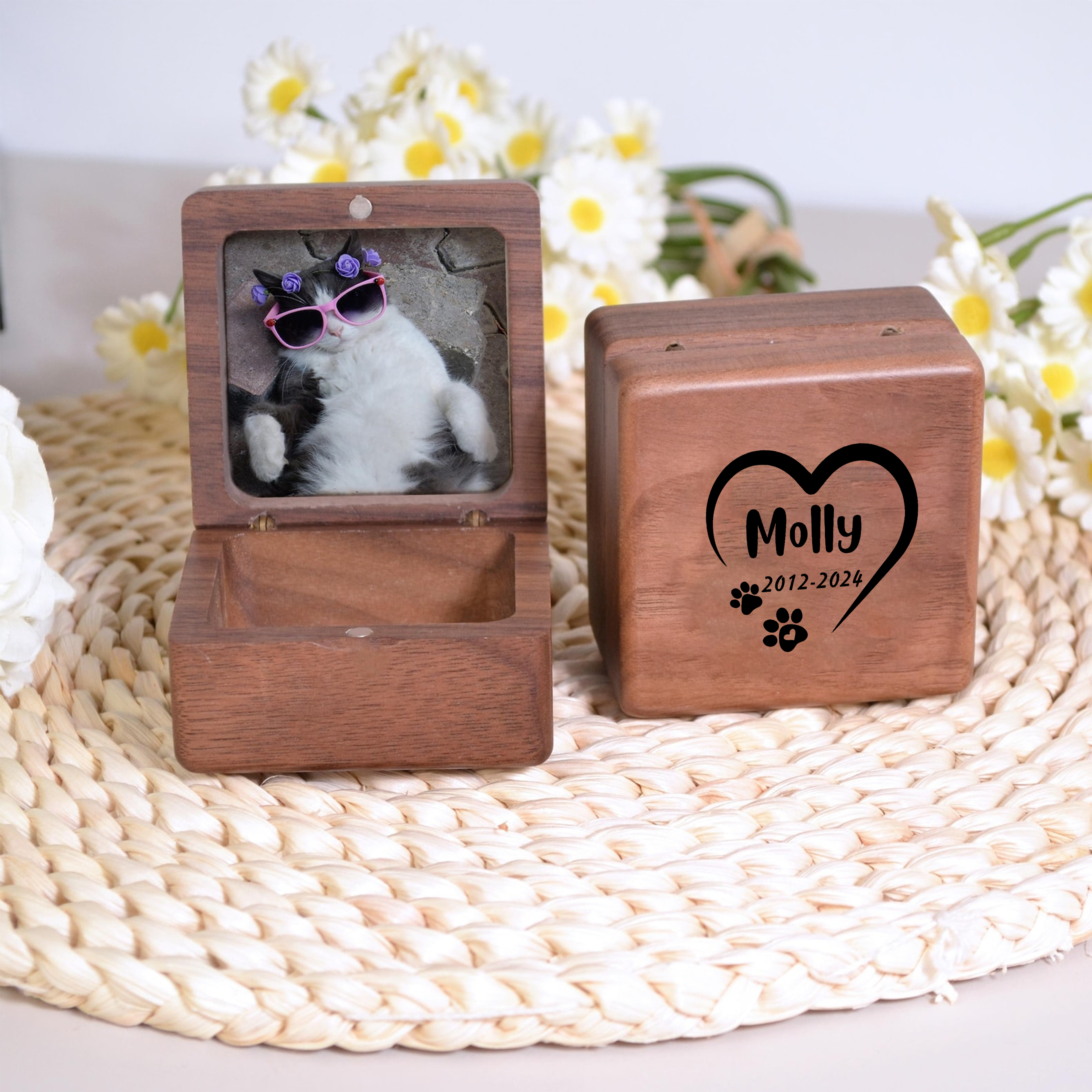Personalized Engraving Name Wooden Pet fur Keepsake | KKPet238
