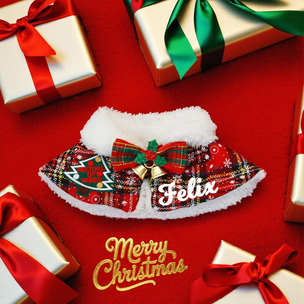 Personalized Christmas Pet Scarf with Plush Collar | KKPet315