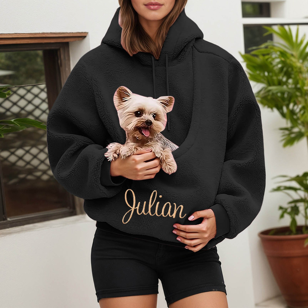 Personalized Embroidered Name Cozy Pet Carrier Fleece Hoodie | KKCloth330