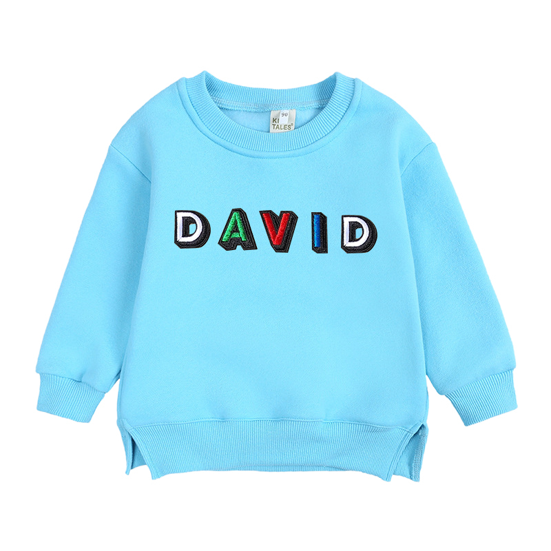 Personalized Kid Hand Patch Name Crewneck Sweatshirt | inSweatshirt14