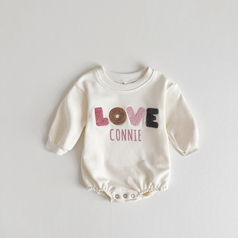 Personalized Kids Cozy LOVE Sweatshirt Romper | inRomper13