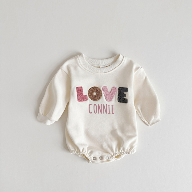 Personalized Kids Cozy LOVE Sweatshirt Romper | inRomper13
