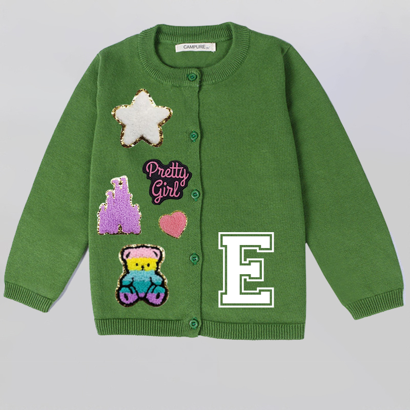 Personalized Hand Patch Color Kids Button Cardigan | inSweater07