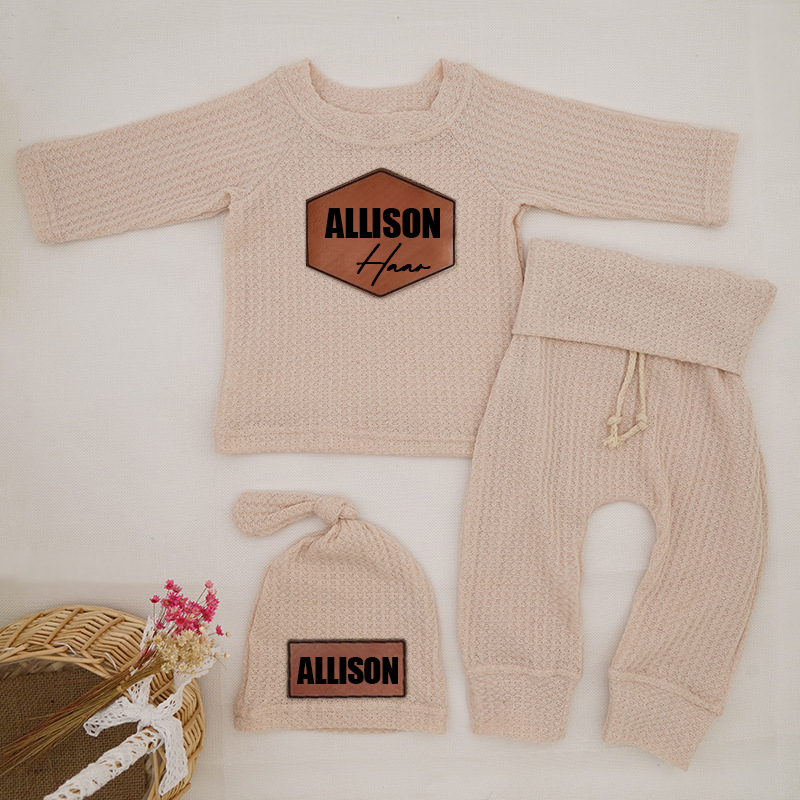 Personalized Baby Cozy Waffle Knit Pajama Set | inSet39