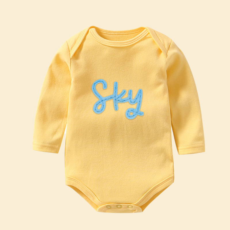 Personalized Hand-Embroidered Baby Cozy Soft Romper | inRomper21