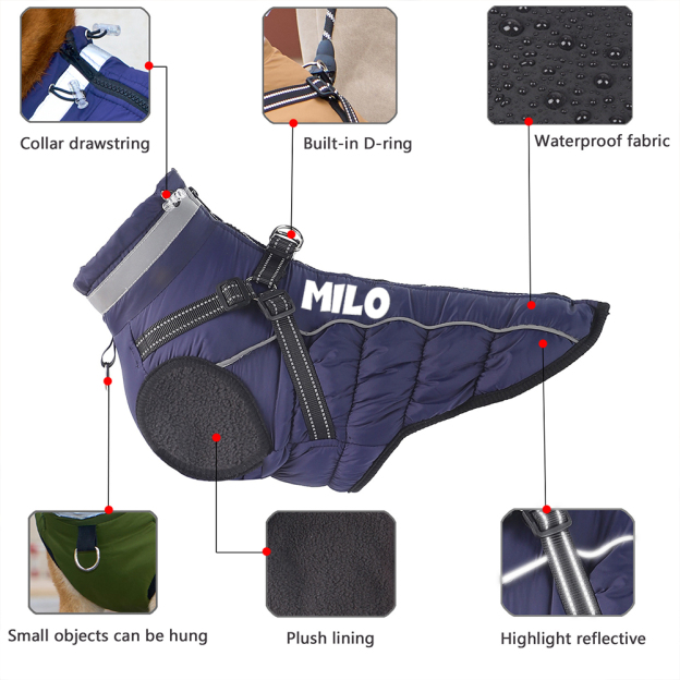 Personalized Pet Winter Warm Windproof Puffer Night-reflective suspender Jacket | BKPet266