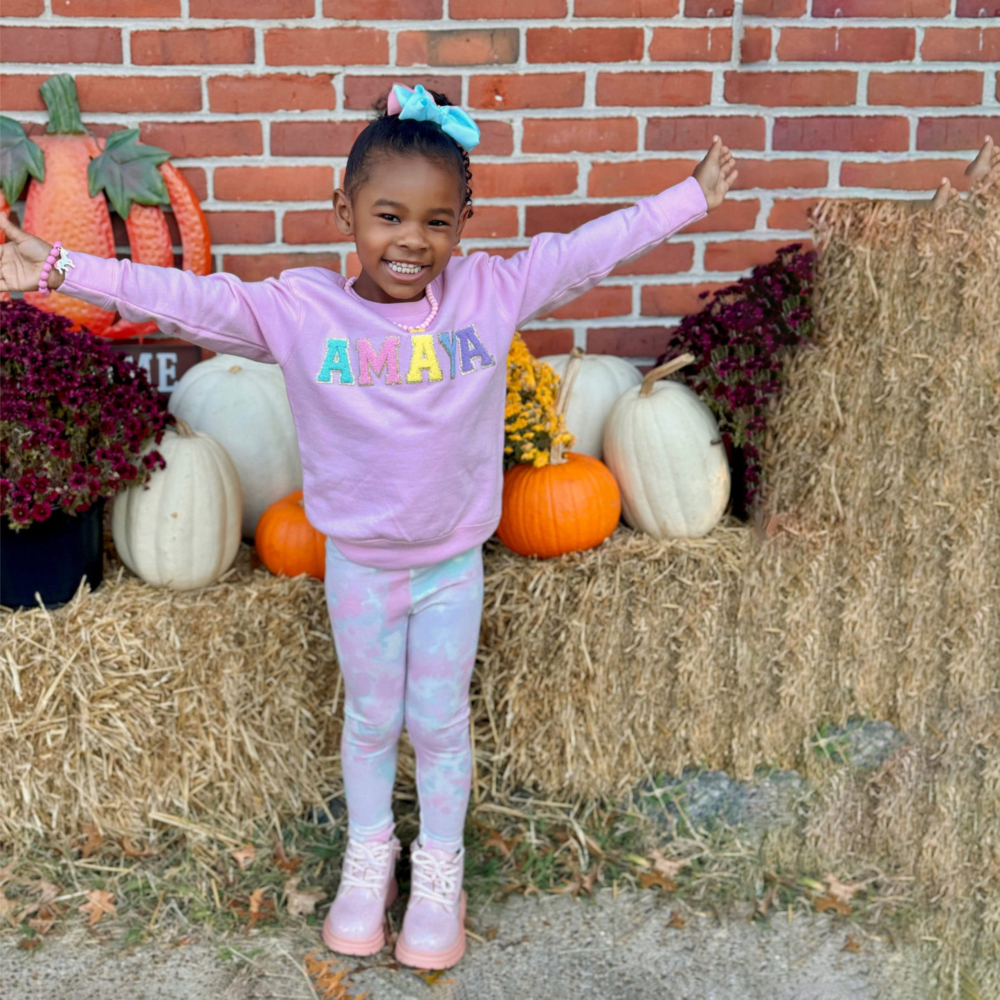 Personalized Kid Chenille Patch Name Crewneck Sweatshirt | insweatshirt57