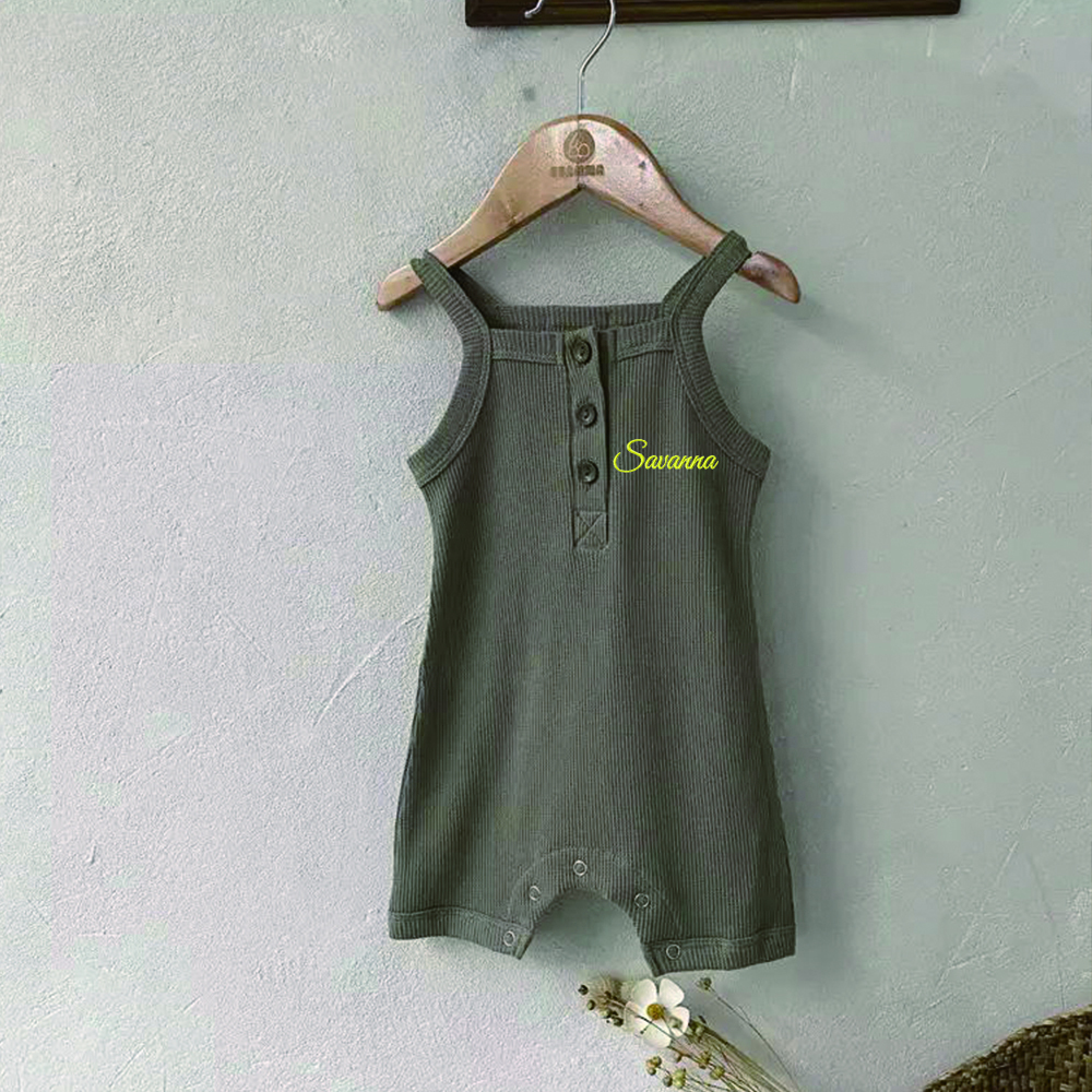 Personalized Embroidery Waffle Baby Cozy Soft Summer Romper | inRomper28