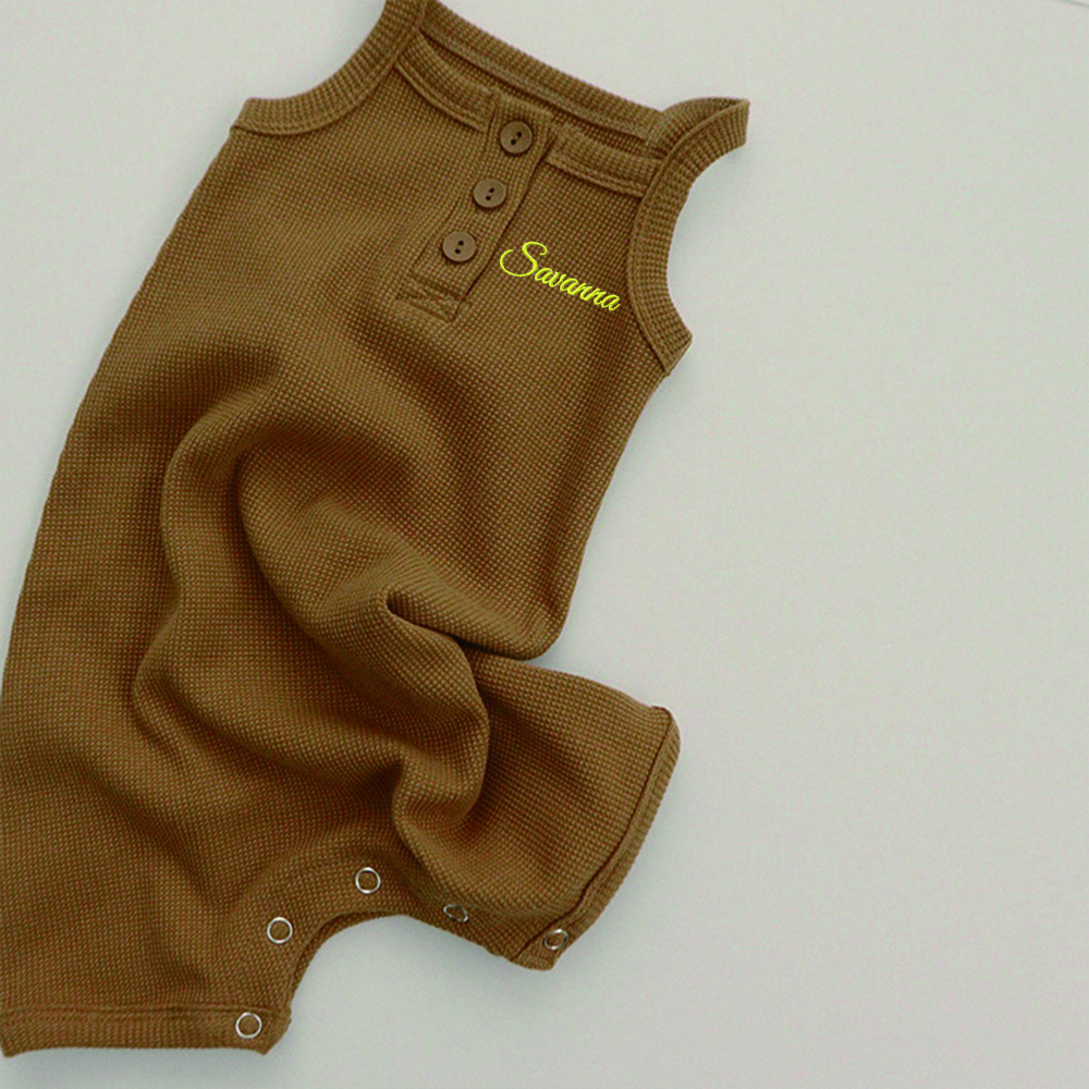 Personalized Embroidery Waffle Baby Cozy Soft Summer Romper | inRomper28