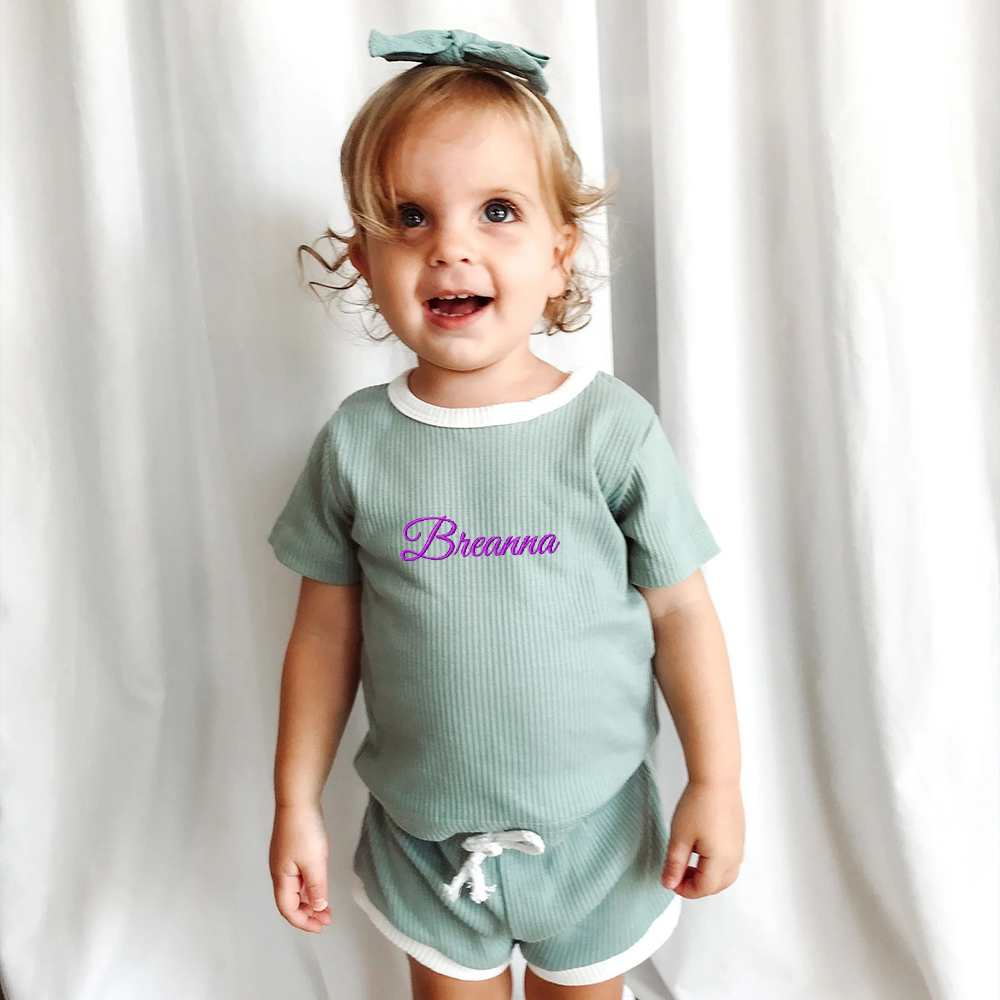 Personalized Embroidery Baby Cotton Cozy Soft Colourful Outfit Set | inSet45