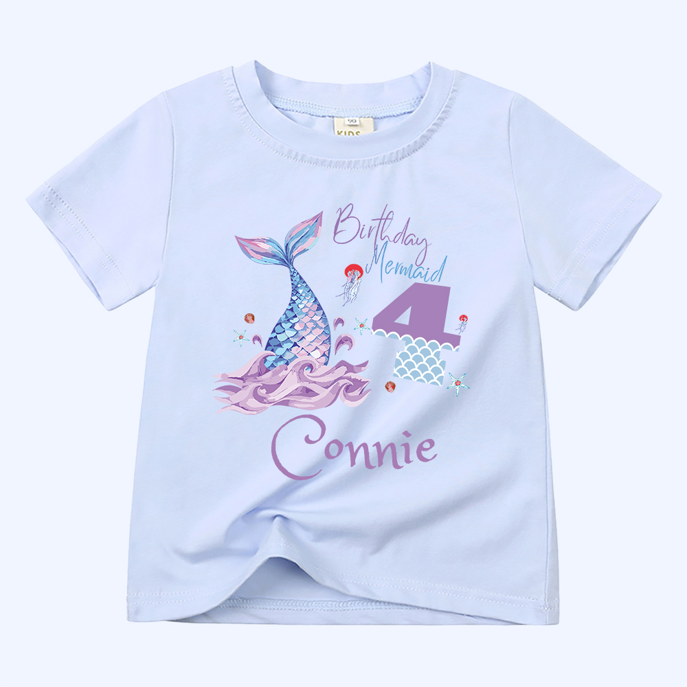 Personalized Girls Lovely Mermaid Birthday T-Shirt | inTee15