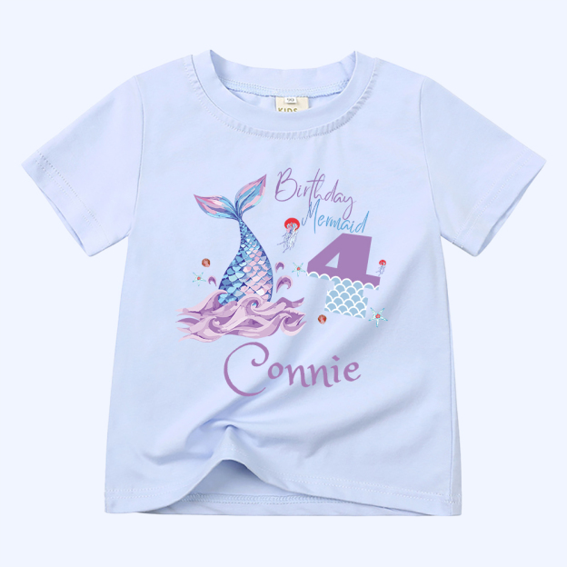 Personalized Girls Lovely Mermaid Birthday T-Shirt | inTee15