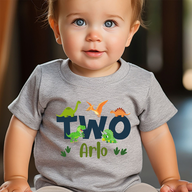 Personalized Kid Jurassic Dinosaur Party Birthday T-Shirt | inTee18