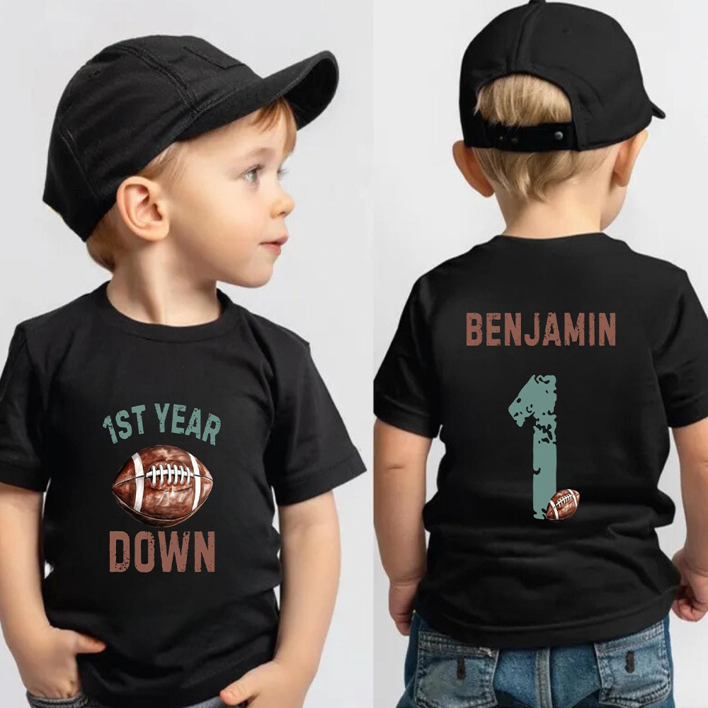 Personalized First Year Down Football Birthday T-Shirt | inBirth20