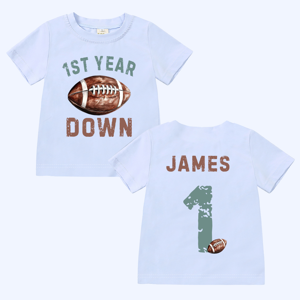 Personalized First Year Down Football Birthday T-Shirt | inBirth20