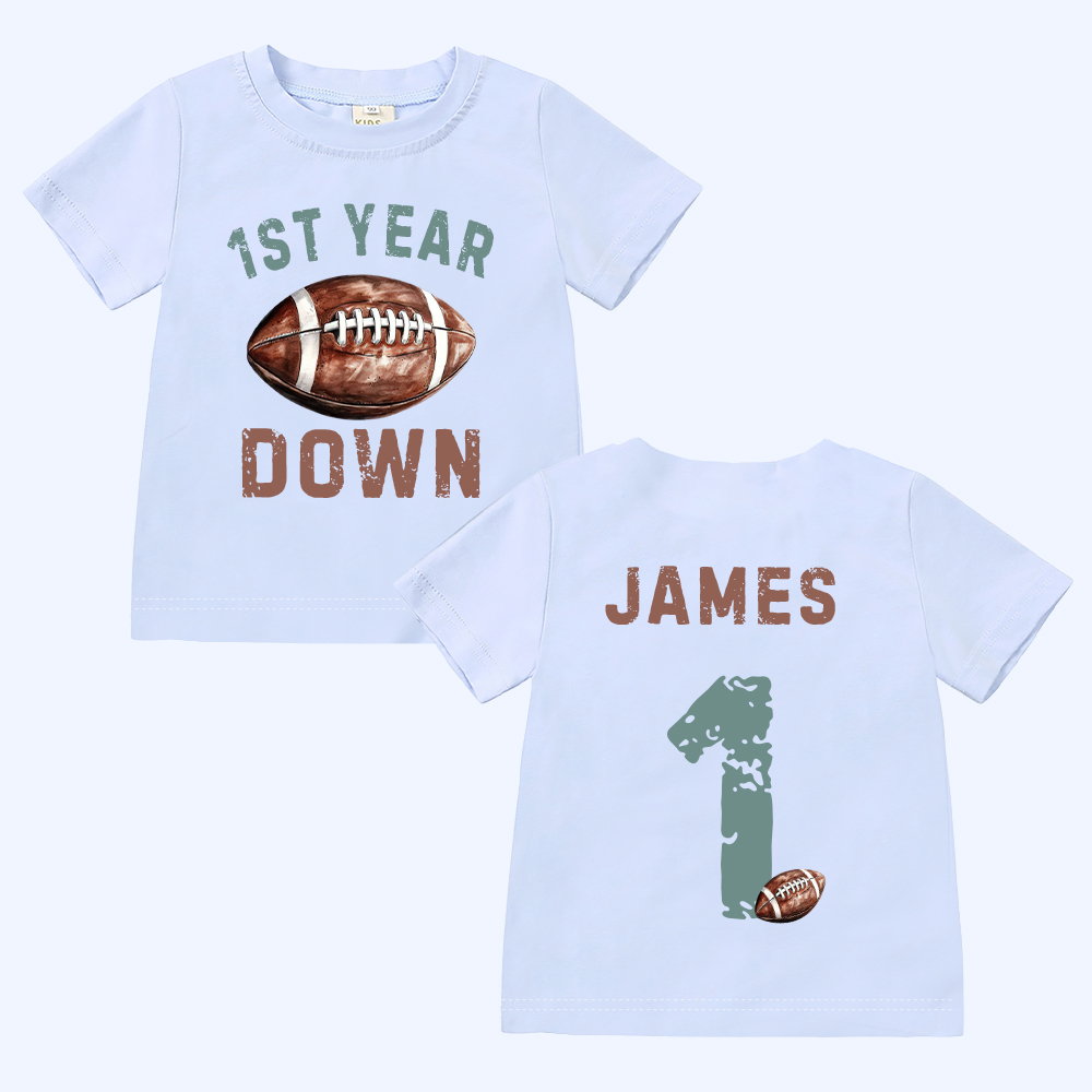 Personalized First Year Down Football Birthday T-Shirt | inBirth20