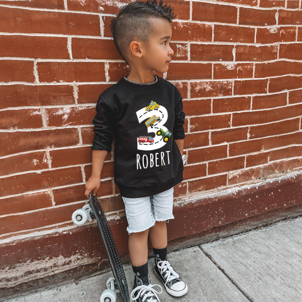 Personalized Kid Transportation Vehicle Party Birthday Sweatshirt | inSweatshirt75