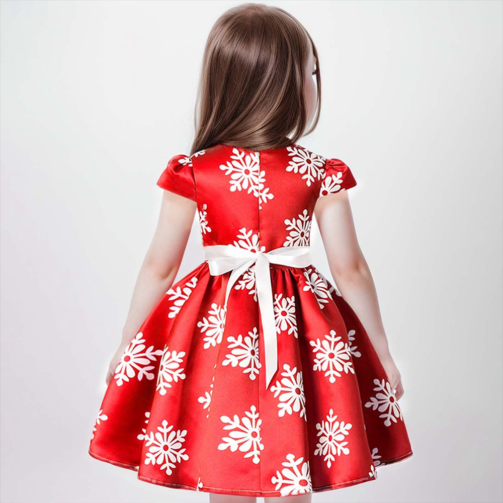 Personalized Girls Christmas Snowflake Princess Dress | inDress01