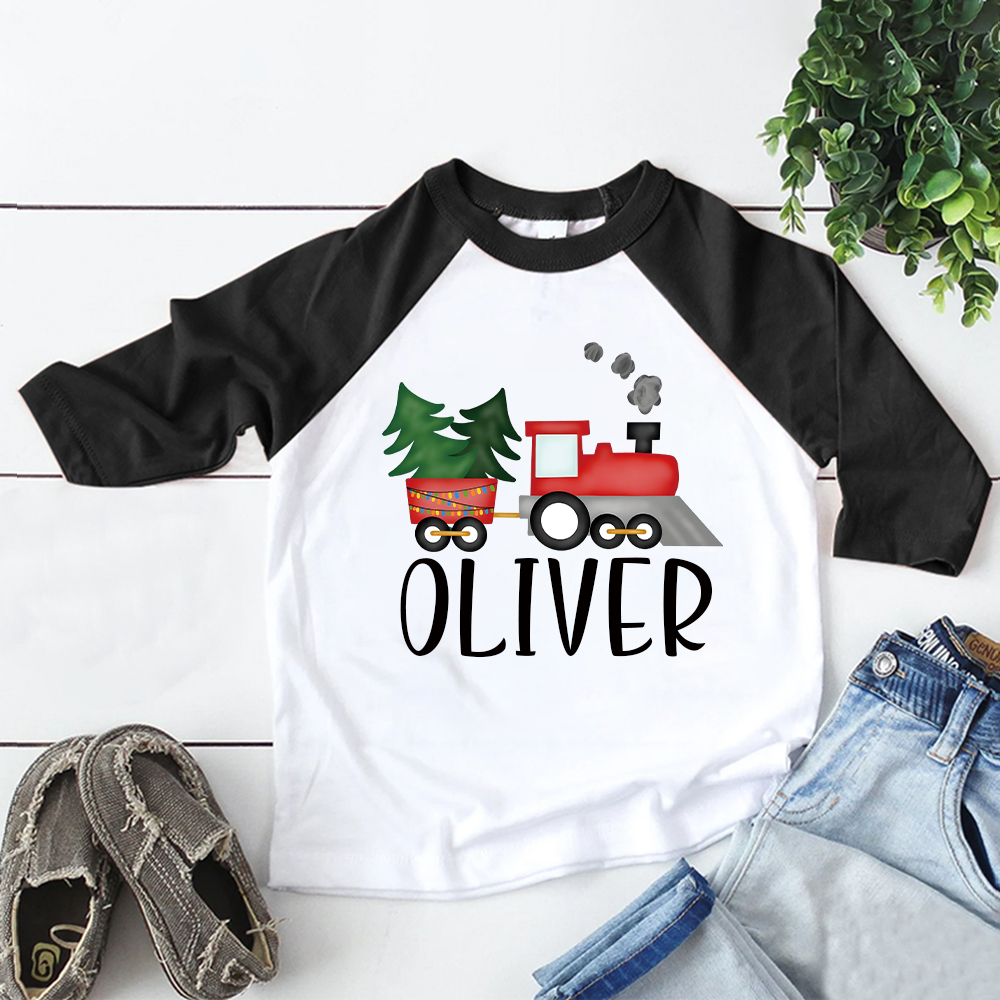 Personalized Kid Cozy Christmas Train Sweatshirt | inSweatshirt86
