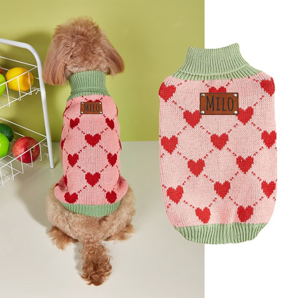 Personalized Heart Pattern Pet Sweater | inCloth05