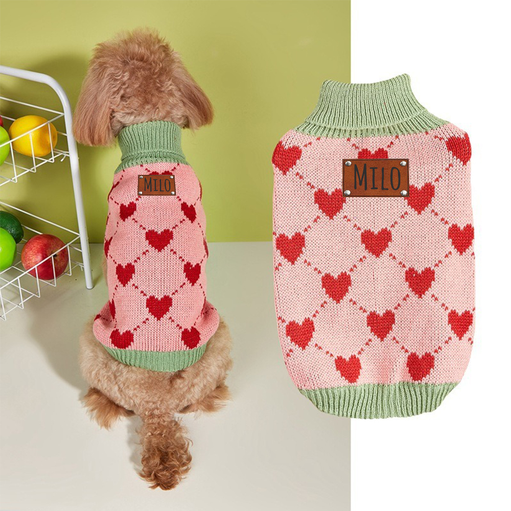 Personalized Heart Pattern Pet Sweater | inCloth05