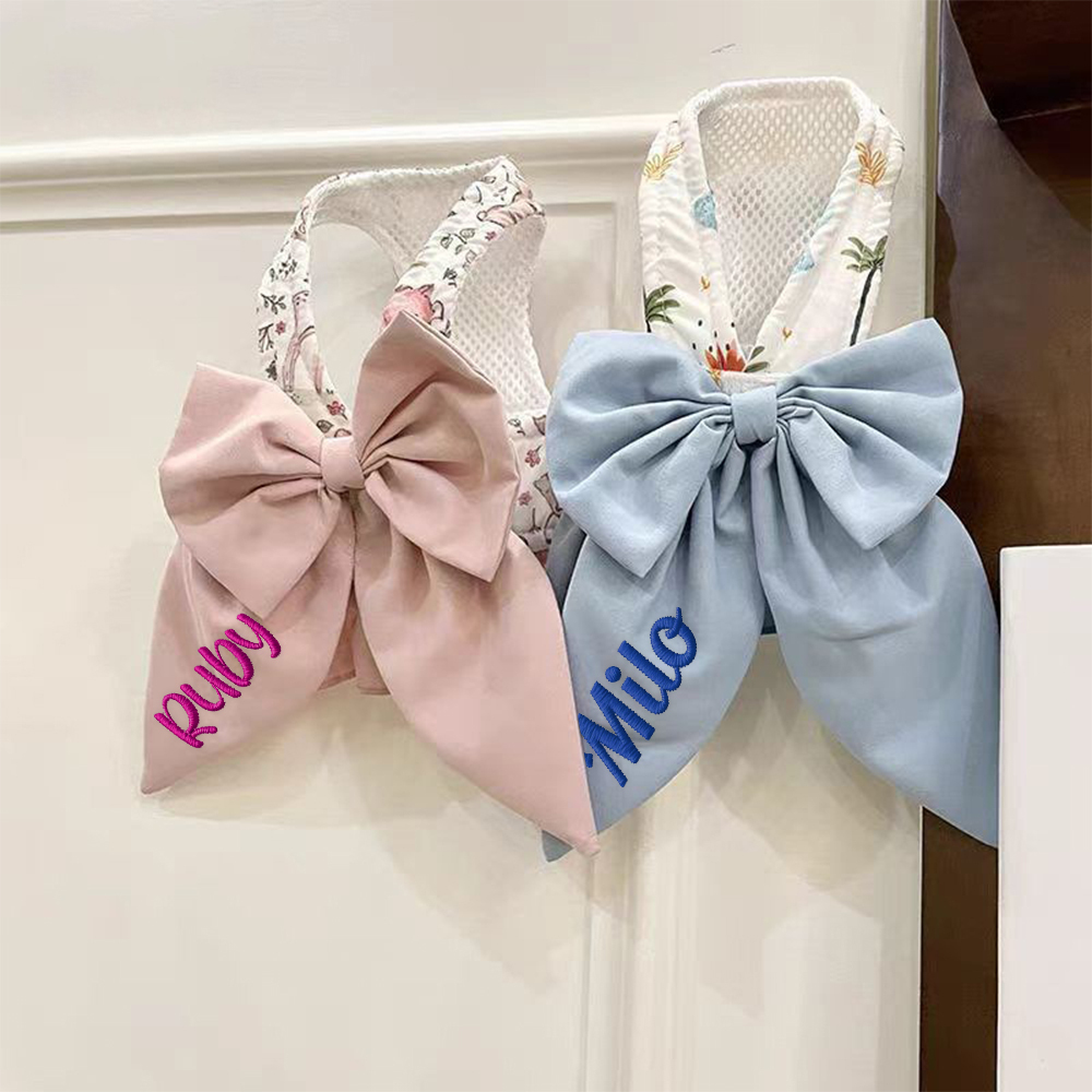 Personalized Embroidered Name Pet Floral Harness | inAccs08