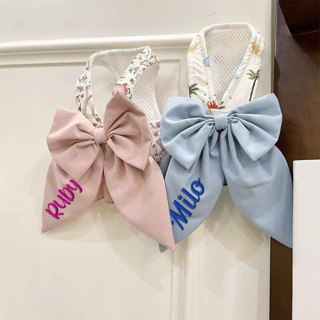 Personalized Embroidered Name Pet Floral Harness | inAccs08