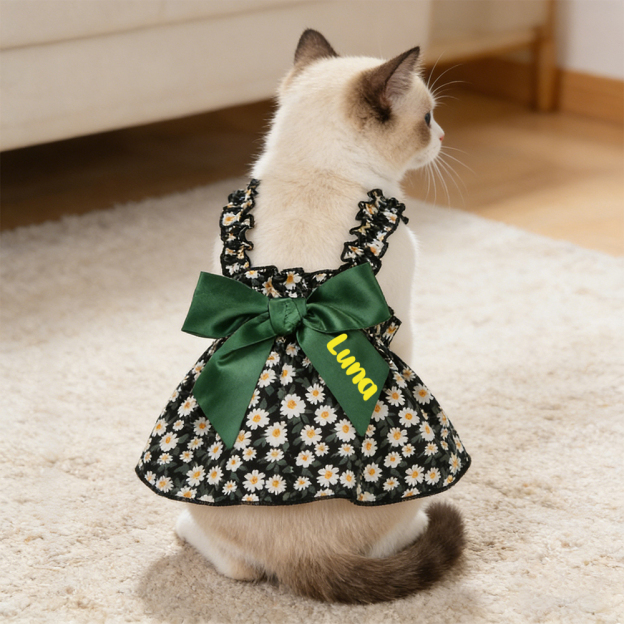 Personalized Floral Bowknot Pet Dress | inCloth12