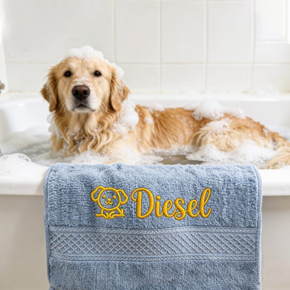 Personalized Embroidered Name Pet Bath Towel | inBlanket01
