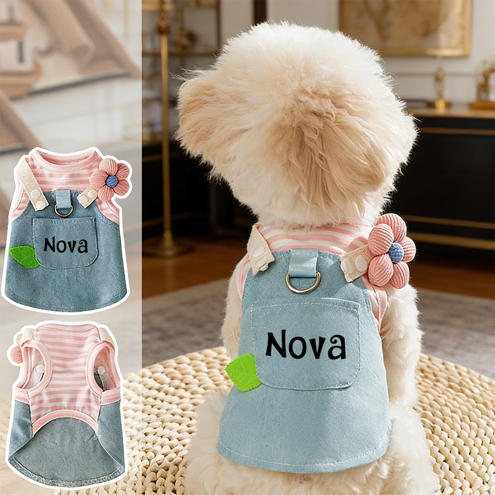 Personalized Name Pet Denim Overalls Dress  | inCloth49