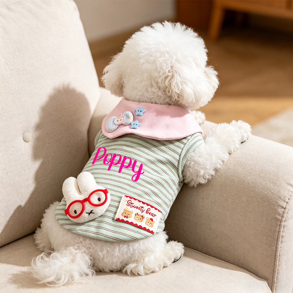 Personalized Name Striped Pet T-Shirt | inCloth91