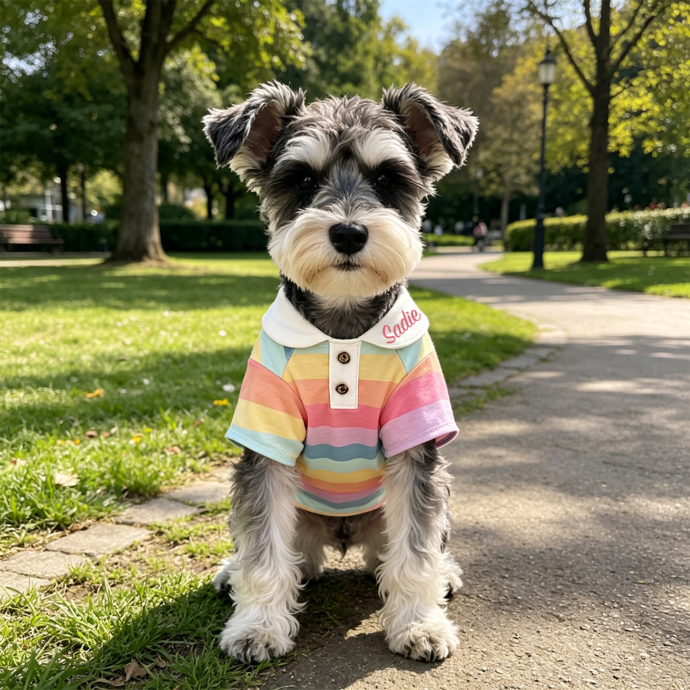 Personalized Pet Rainbow Striped Polo Shirt | inCloth106