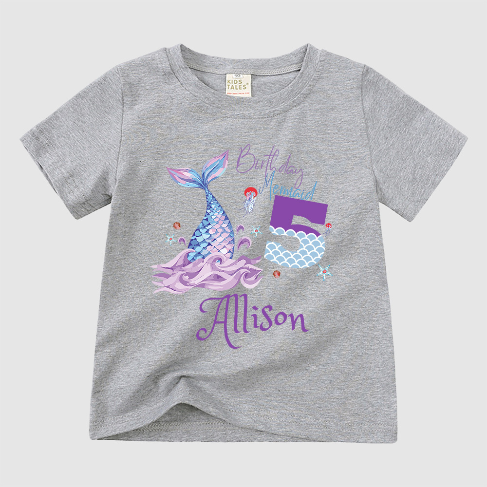 Personalized Girls Lovely Mermaid Birthday T-Shirt | inTee15
