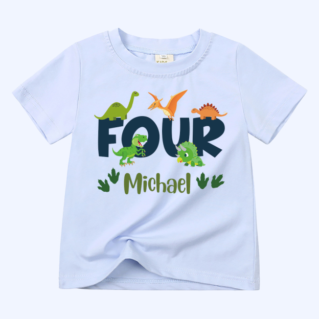 Personalized Kid Jurassic Dinosaur Party Birthday T-Shirt | inTee18