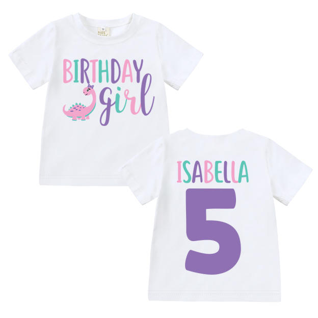 Personalized Cute Dinosaur Girl Birthday T-Shirt | inBirth17