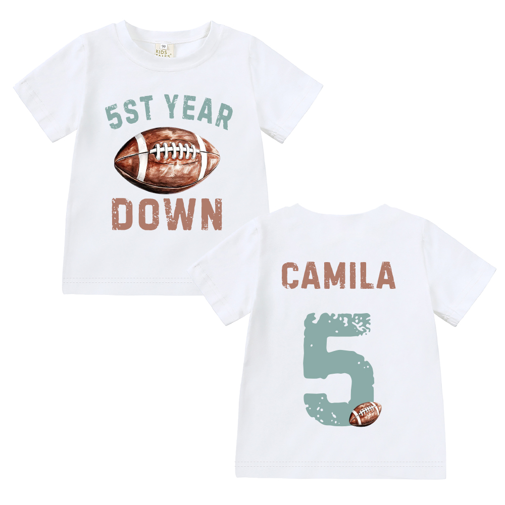 Personalized First Year Down Football Birthday T-Shirt | inBirth20