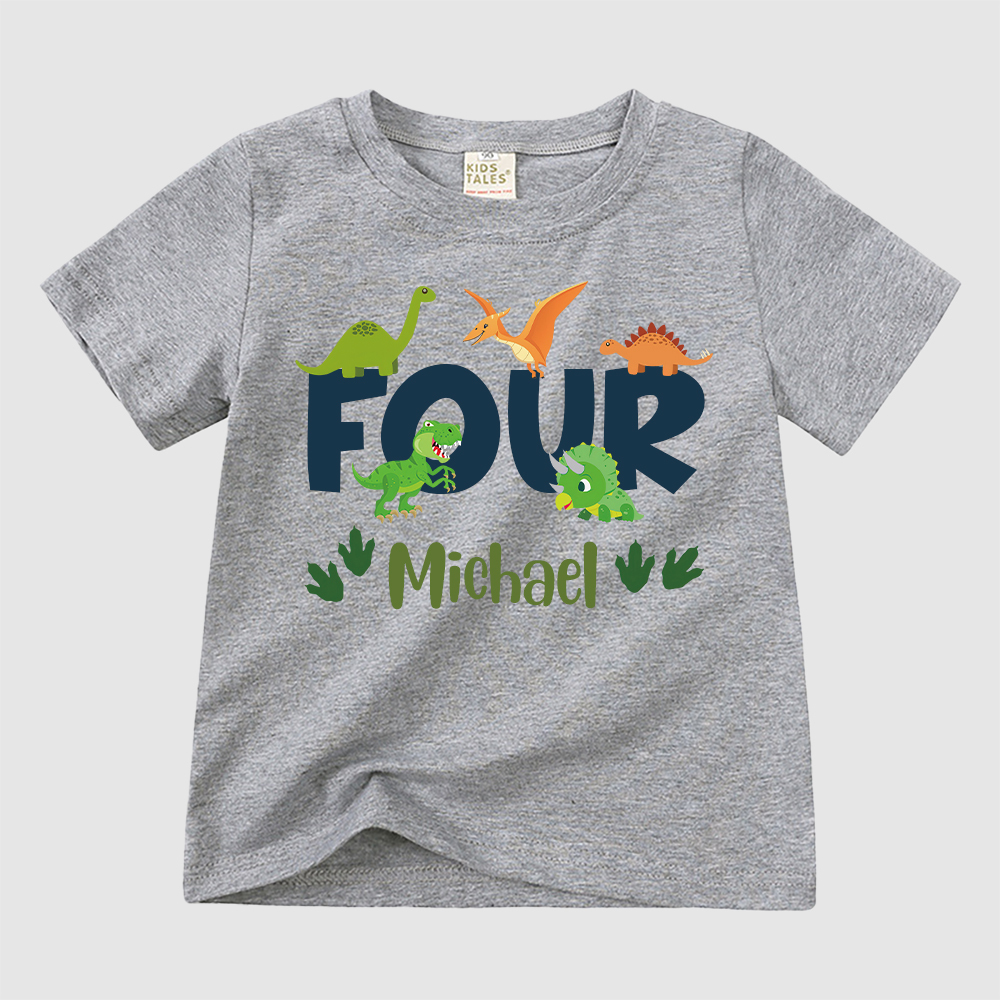 Personalized Kid Jurassic Dinosaur Party Birthday T-Shirt | inTee18
