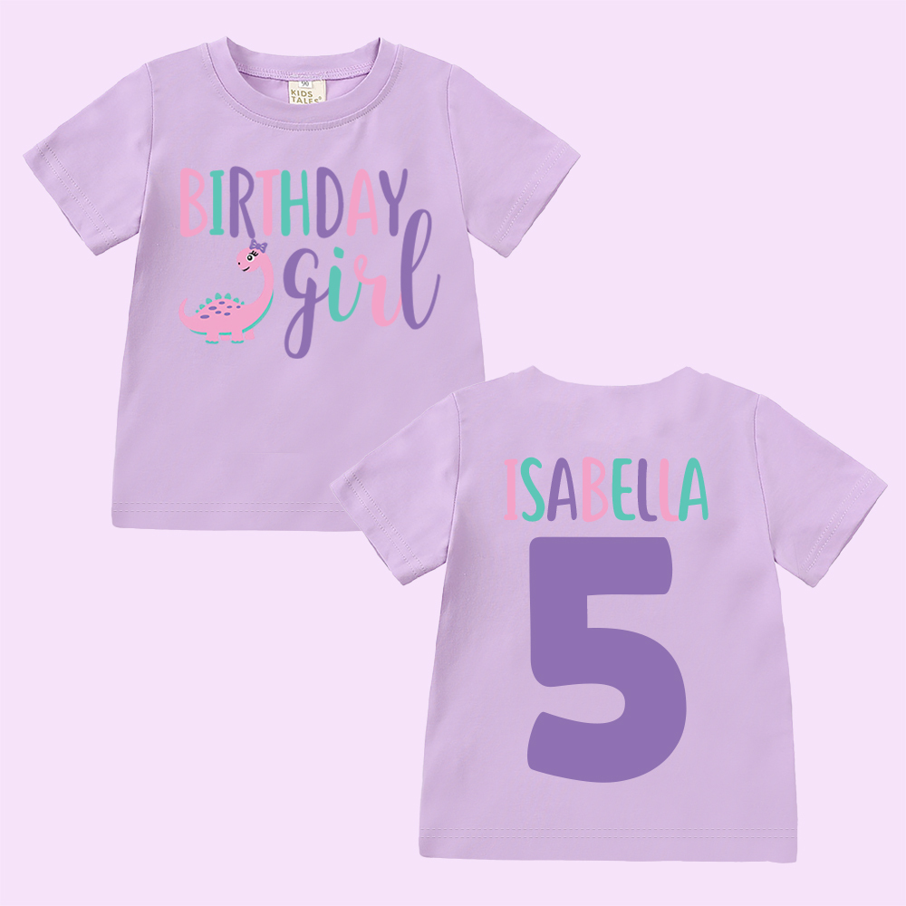 Personalized Cute Dinosaur Girl Birthday T-Shirt | inBirth17