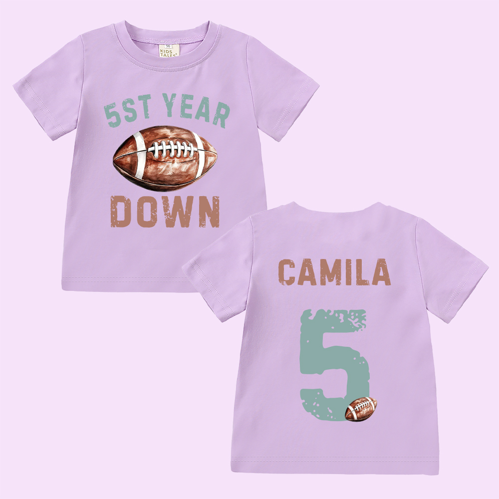 Personalized First Year Down Football Birthday T-Shirt | inBirth20