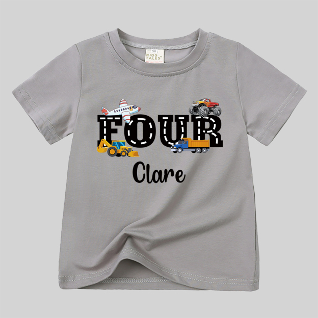 Personalized Kid Transportation Vehicle Party Birthday T-Shirt | inTee16