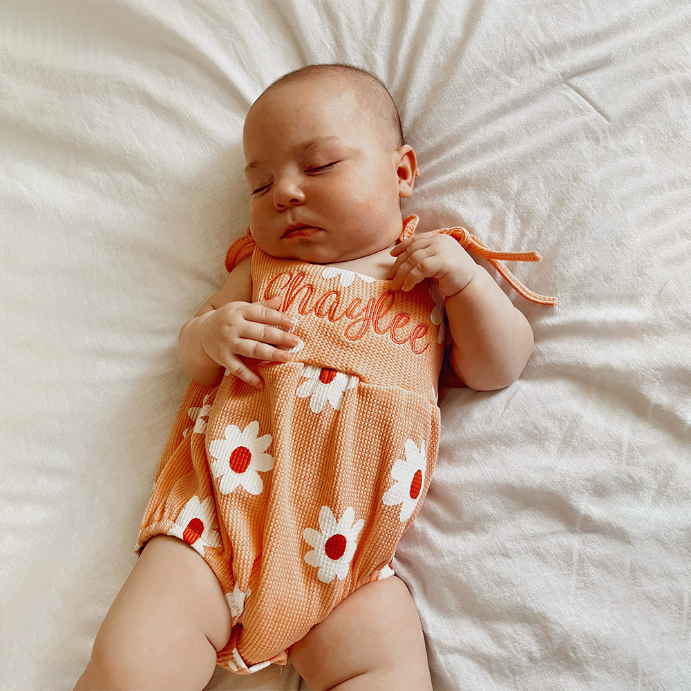 Personalized Embroidery Baby Cozy Soft Flower Design Outfit | inRomper26