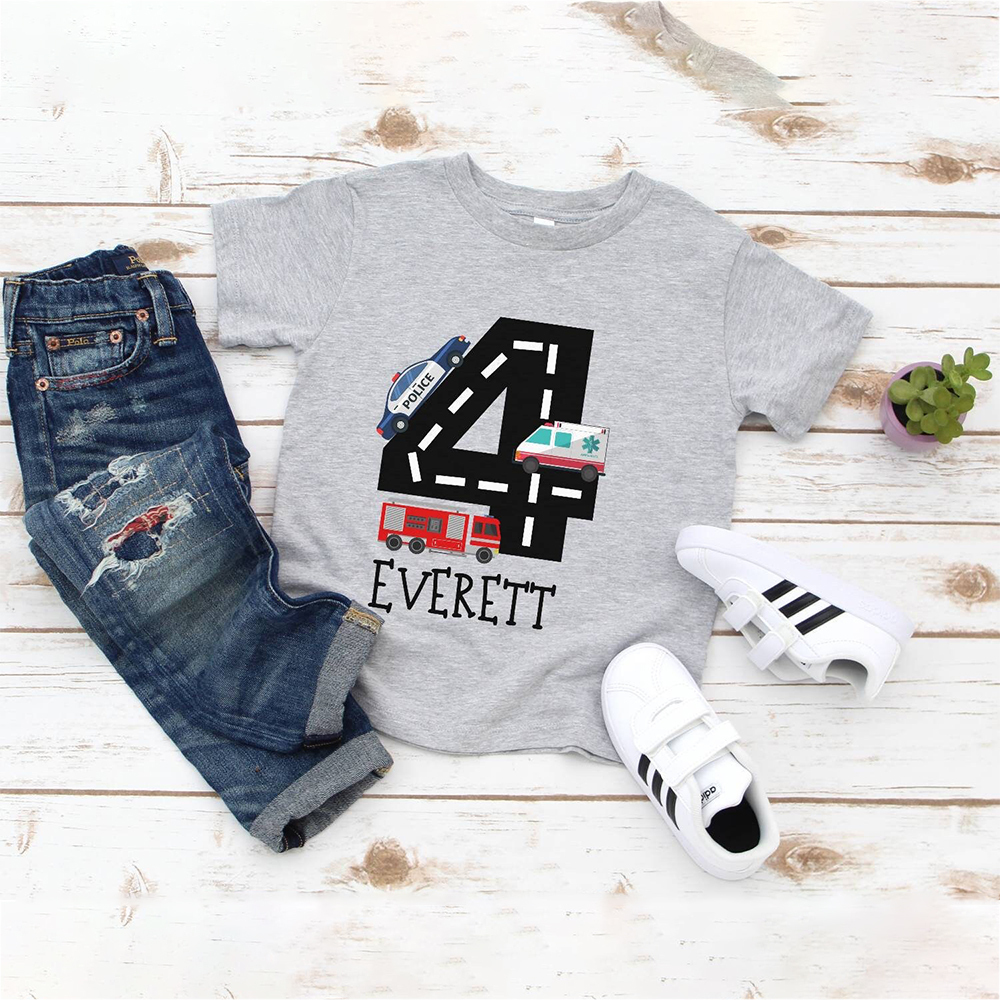 Personalized Kid Transportation Vehicle Party Birthday T-Shirt | inTee14