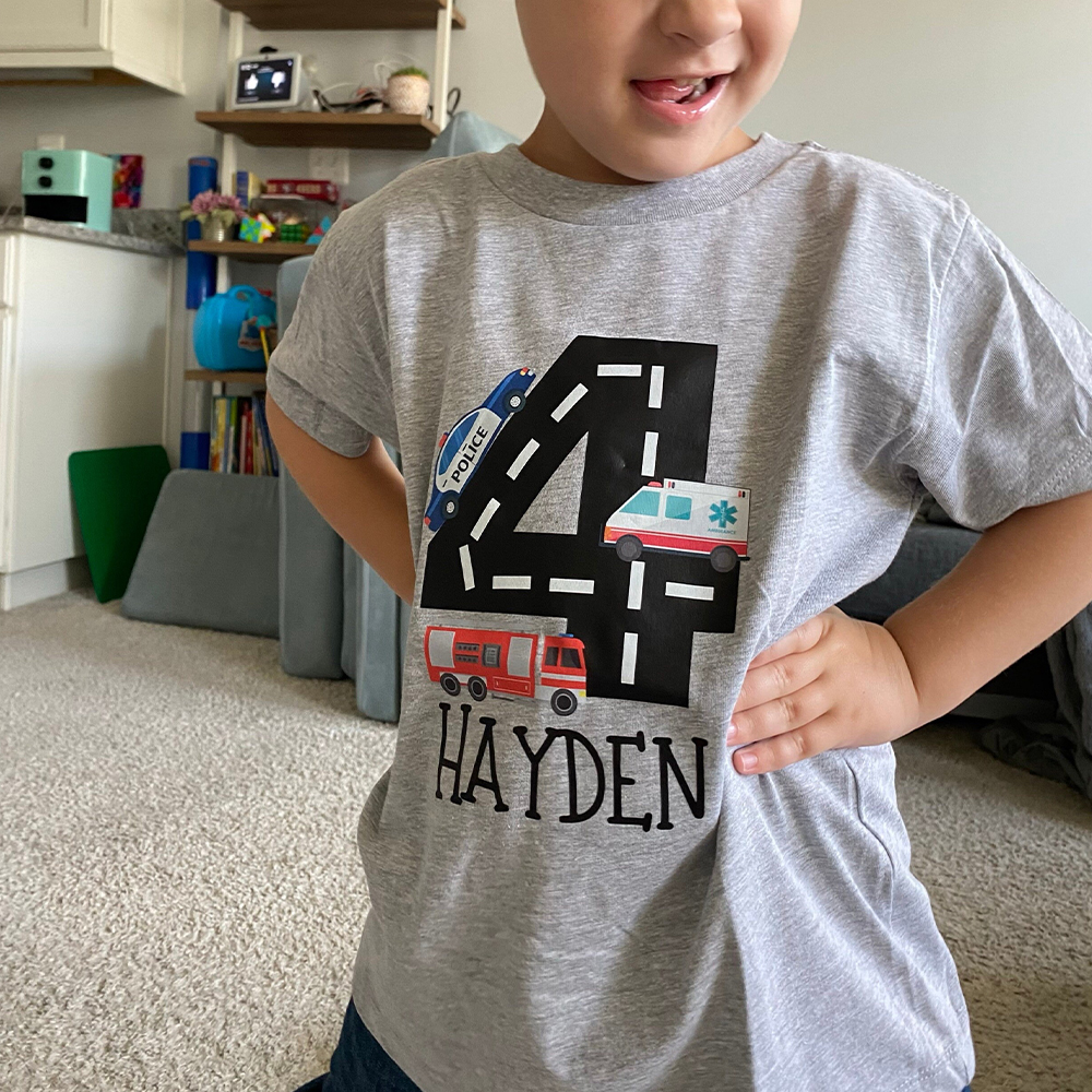 Personalized Kid Transportation Vehicle Party Birthday T-Shirt | inTee14