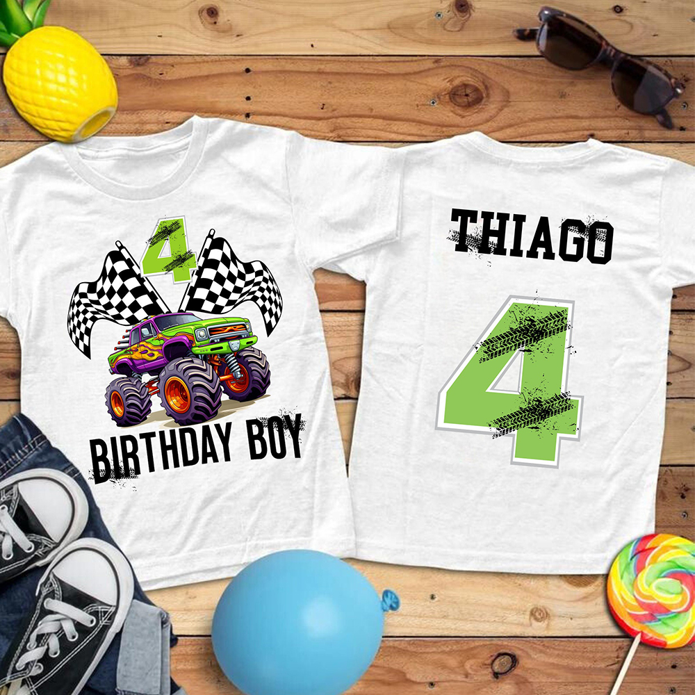 Personalized Monster Truck Name Birthday T-Shirt | inBirth27
