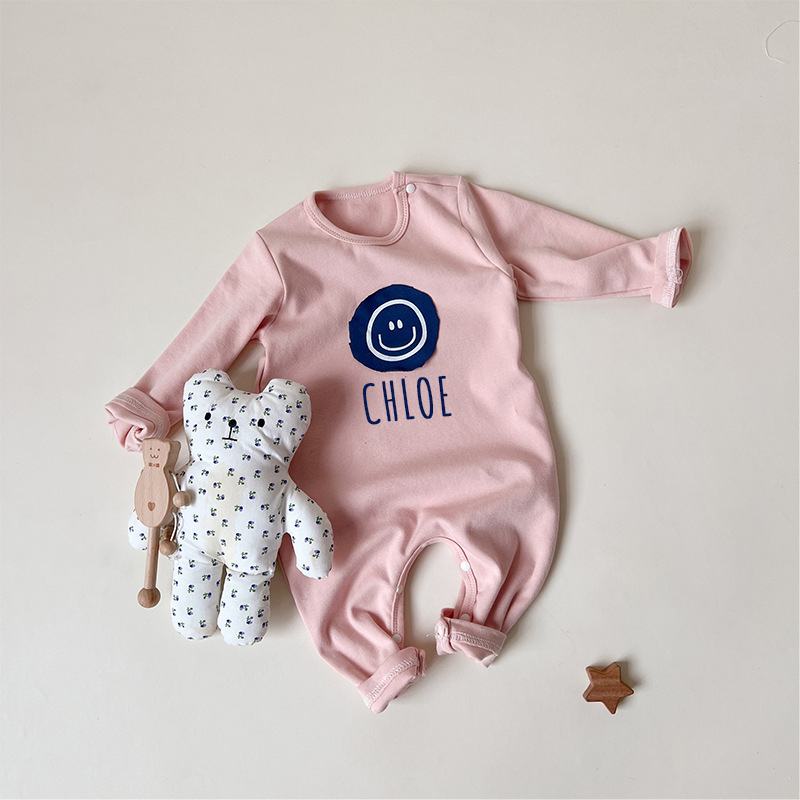 Personalized Kids Cozy Smile Face Sweatshirt Romper | inRomper12