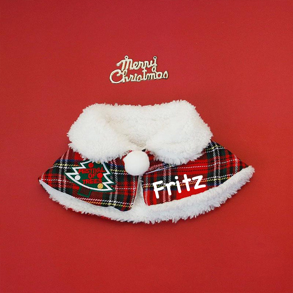 Personalized Christmas Pet Scarf with Plush Collar | KKPet315