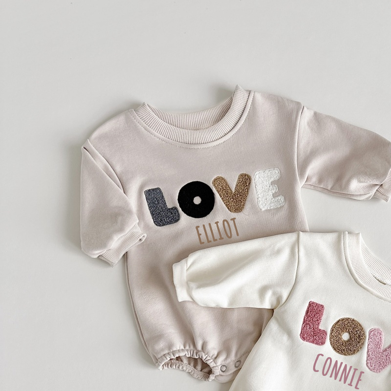 Personalized Kids Cozy LOVE Sweatshirt Romper | inRomper13